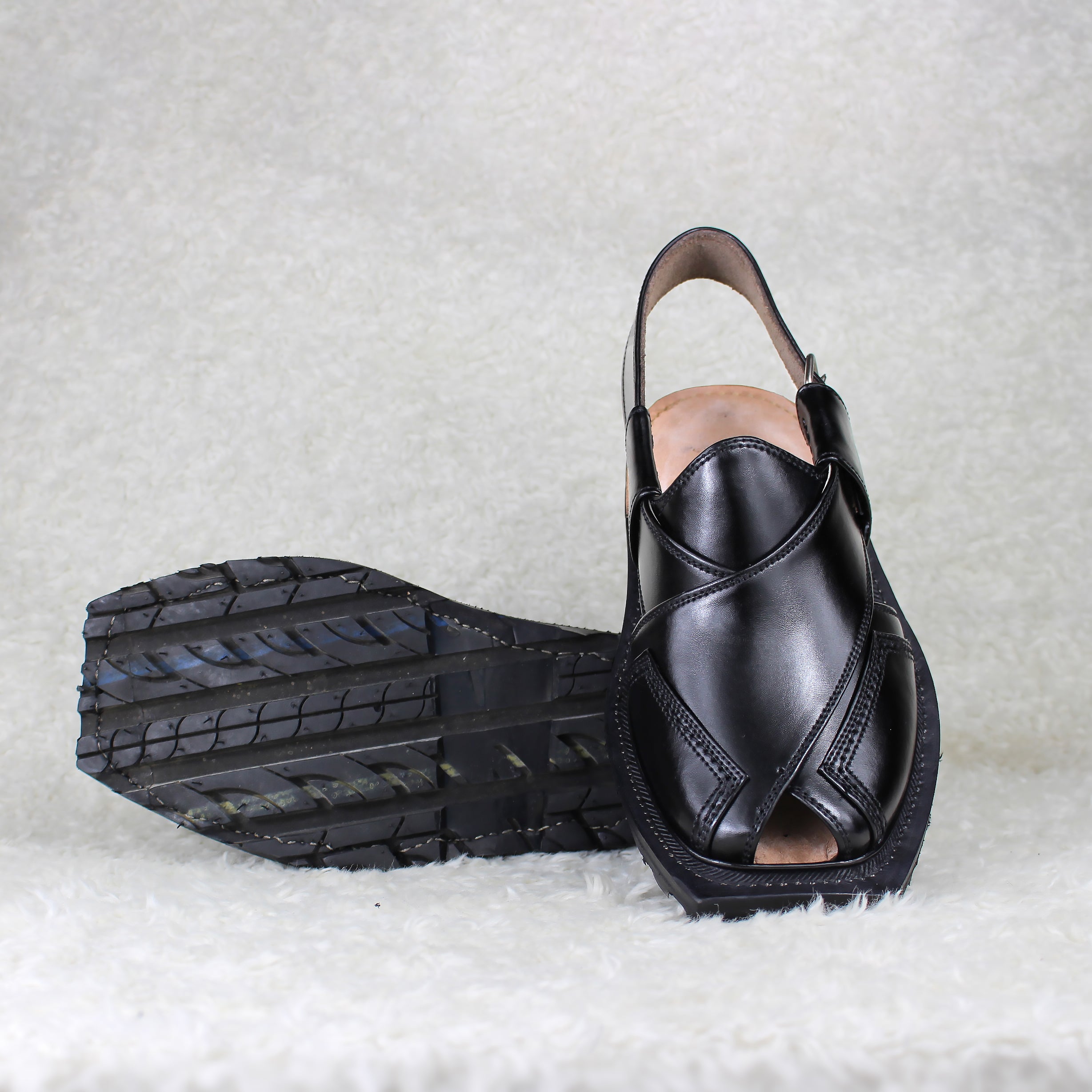Black China Cut Tyre Sole